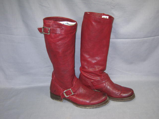 Womens Frye Veronica Slouch Red Leather Boots Size 8 M