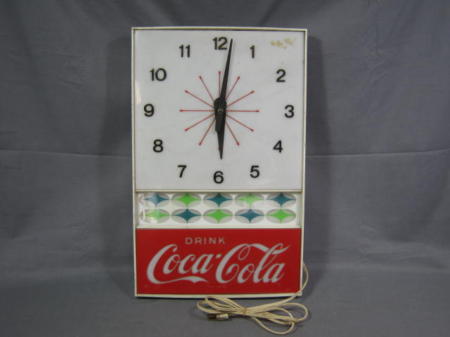 Vtg 1950s Coca-Cola Coke Wall Clock Advertising Sign NR