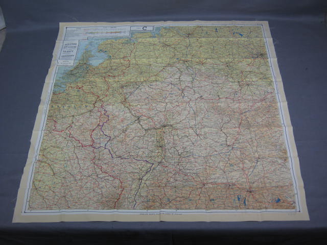 Vtg WW2 Silk Escape Map Series 43 C/D France Germany NR