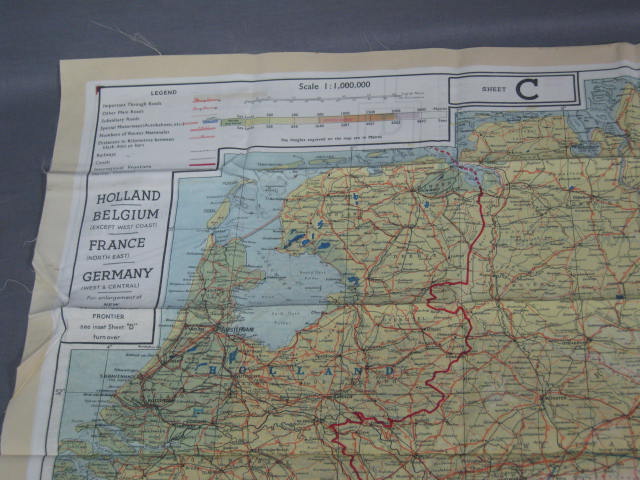 Vtg WW2 Silk Escape Map Series 43 C/D France Germany NR 1