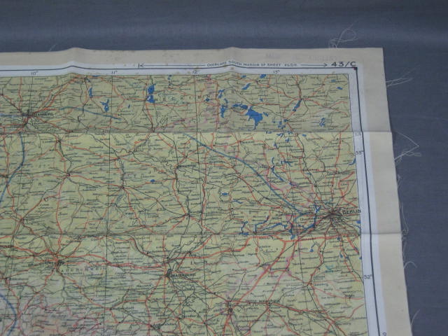 Vtg WW2 Silk Escape Map Series 43 C/D France Germany NR 2