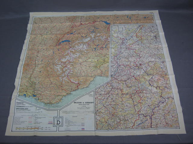 Vtg WW2 Silk Escape Map Series 43 C/D France Germany NR 5