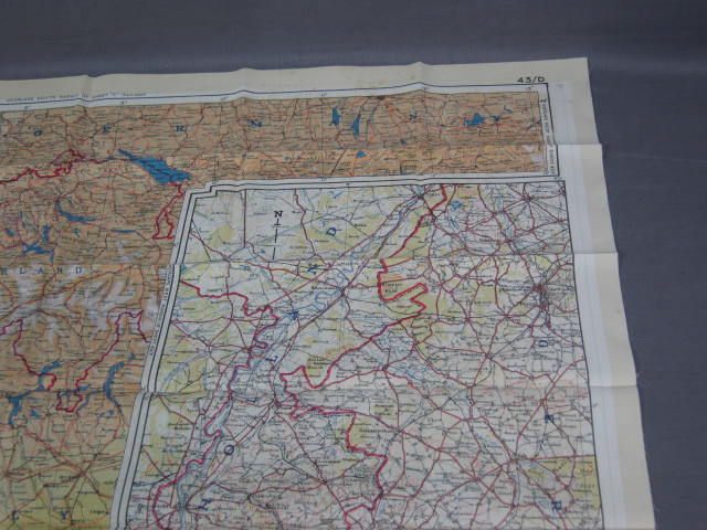 Vtg WW2 Silk Escape Map Series 43 C/D France Germany NR 7