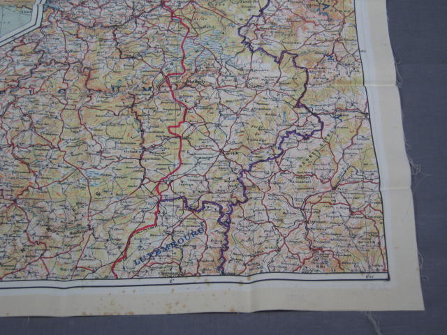 Vtg WW2 Silk Escape Map Series 43 C/D France Germany NR 8