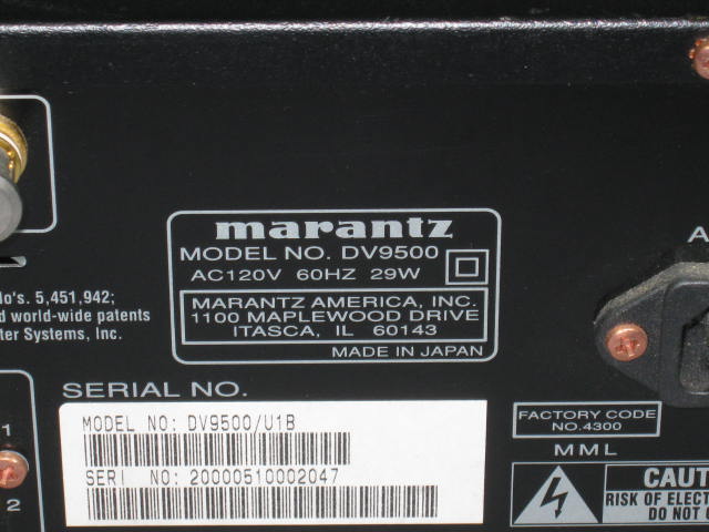 Marantz DV9500 Super Audio CD SACD/DVD Player W/HDMI NR 6