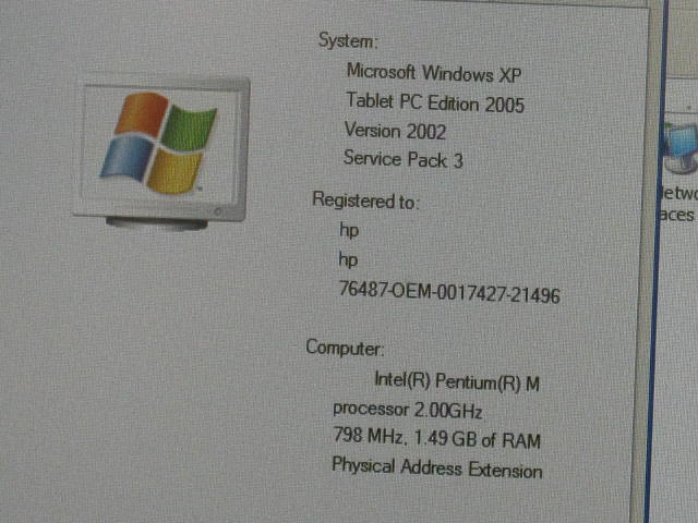 HP Compaq tc4200 Tablet PC Pentium M 2GHz 1.5GB 60GB XP 3