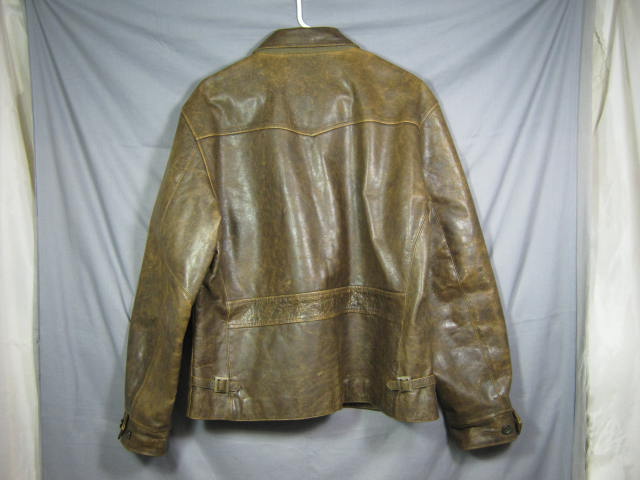 Mens Polo Ralph Lauren Distressed Leather Jacket XL NR! 5