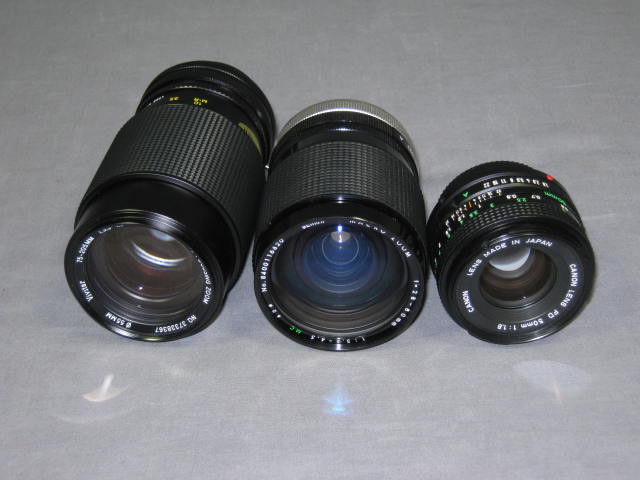 Canon AE-1 Program Camera 50mm 1.8 28-80 75-205 Zoom ++ 9