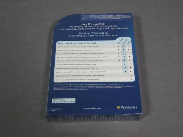 NEW Microsoft Windows 7 Professional Upgrade For Vista 1