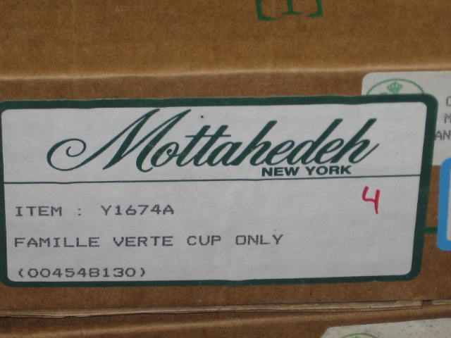 8 Mottahedeh Vista Allegra Famille Verte Cups + Saucers 1