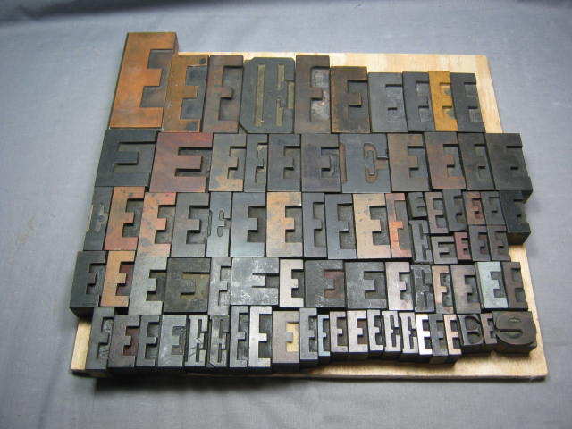 80 Mixed Letterpress E Wood Printing Block Letters Lot