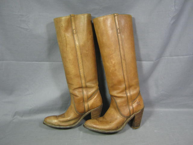 Vtg Womens Frye Light Brown Leather Boots Size 8 B NR!