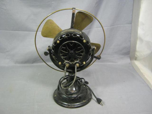 Antique General Electric GE Fan Brass Blades Patent June 25 1901 Runs Working NR 3