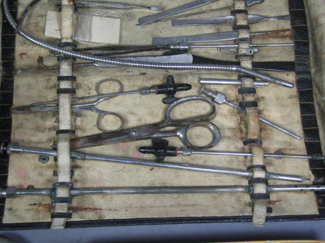 Vtg Antique Embalming Medical Tool Instruments Kit Bag 12