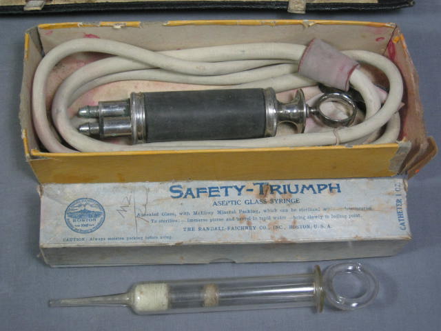 Vtg Antique Embalming Medical Tool Instruments Kit Bag 13