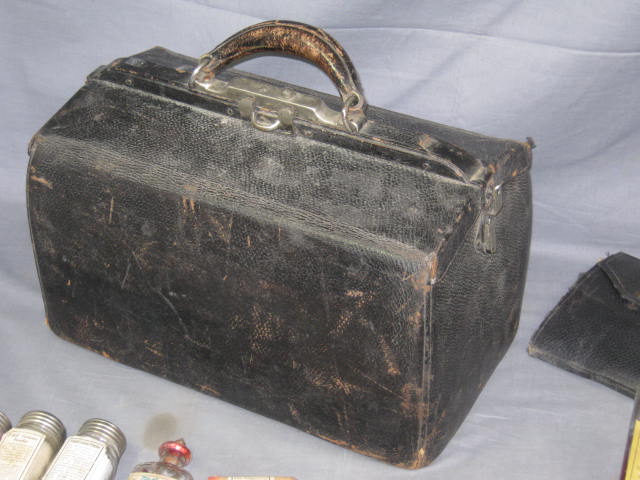 Vtg Antique Embalming Medical Tool Instruments Kit Bag 16