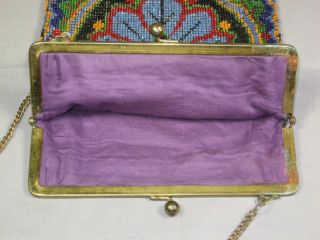 Vintage Antique Victorian Beaded Handbag Purse 13"x7" 9