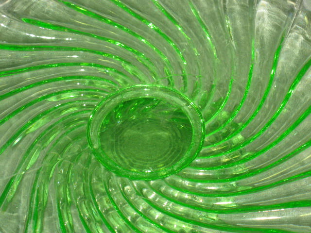 Vtg Antique Baccarat Depose Swirl Green Dish Set Pair 1
