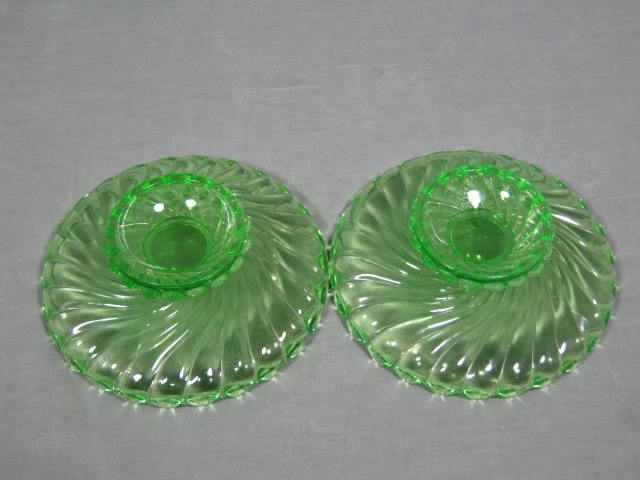 Vtg Antique Baccarat Depose Swirl Green Dish Set Pair 2
