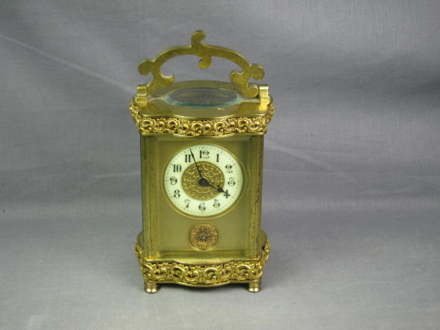 Antique French GB Brass Carriage Clock W/ Beveled Glass