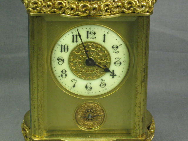 Antique French GB Brass Carriage Clock W/ Beveled Glass 1