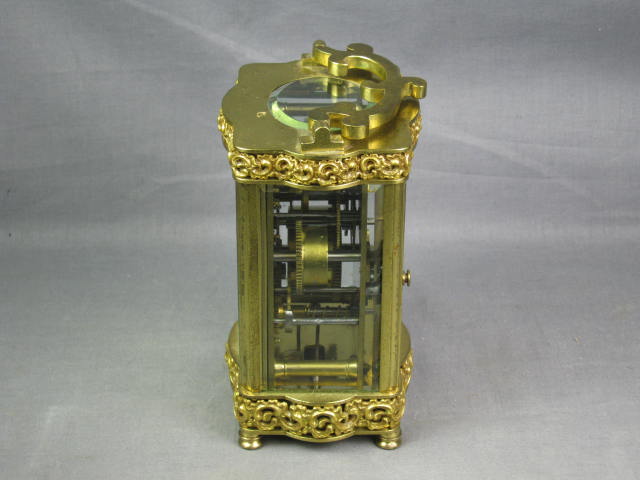 Antique French GB Brass Carriage Clock W/ Beveled Glass 4