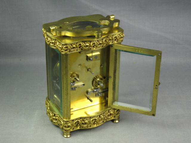Antique French GB Brass Carriage Clock W/ Beveled Glass 7