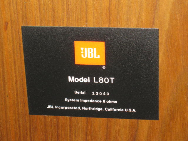 Vtg JBL Model L80T Floor Standing Stereo Speakers Pair 8