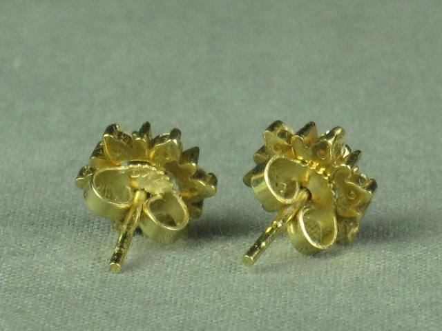 Ladies Vtg Diamond Ruby 14K Yellow Gold Earrings NR! 3