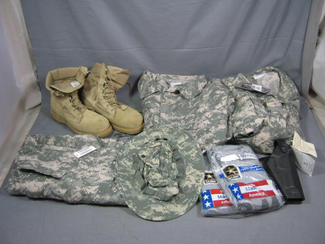 NEW US U.S. Army Lot FR-ACU Tops Trousers Holster Boots