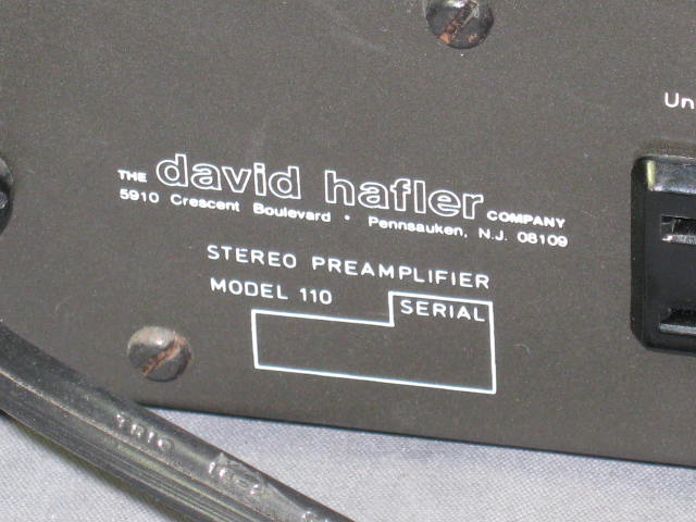 David Hafler DH Model 110 Stereo Preamplifier Preamp NR 4