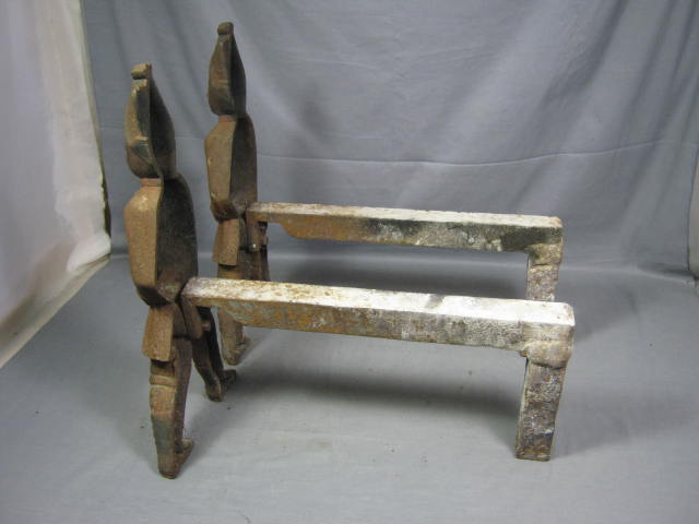 Pair Of Vtg Antique Andirons Hessian Soldiers Fire Dogs 1