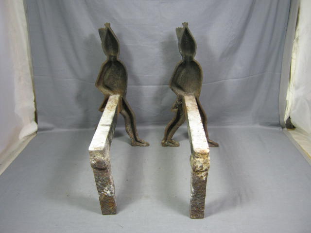 Pair Of Vtg Antique Andirons Hessian Soldiers Fire Dogs 2