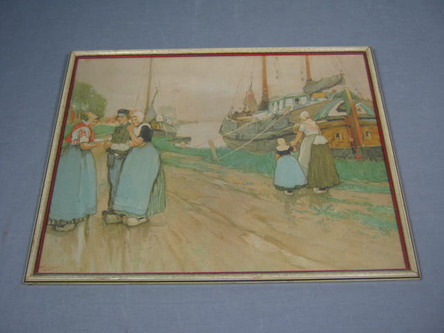 Vtg Henri Cassiers Dutch Watercolor Painting Print Holland