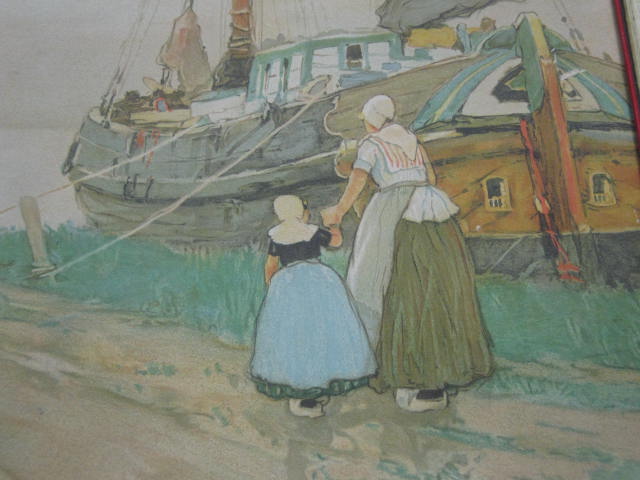 Vtg Henri Cassiers Dutch Watercolor Painting Print Holland 2