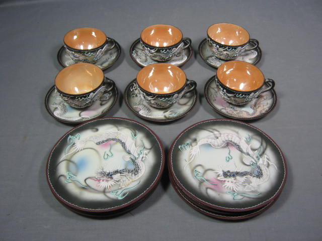 Vtg Dragonware Moriage Tea Set Teacups Saucers Plates