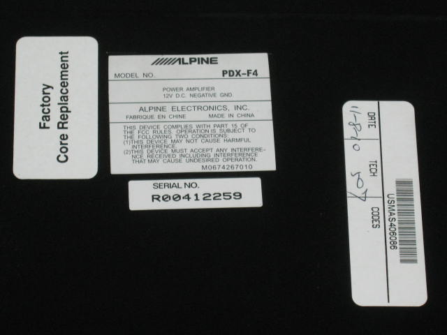 Alpine PDX-F4 4-Channel Power Amp Amplifier 100W Refurb 6