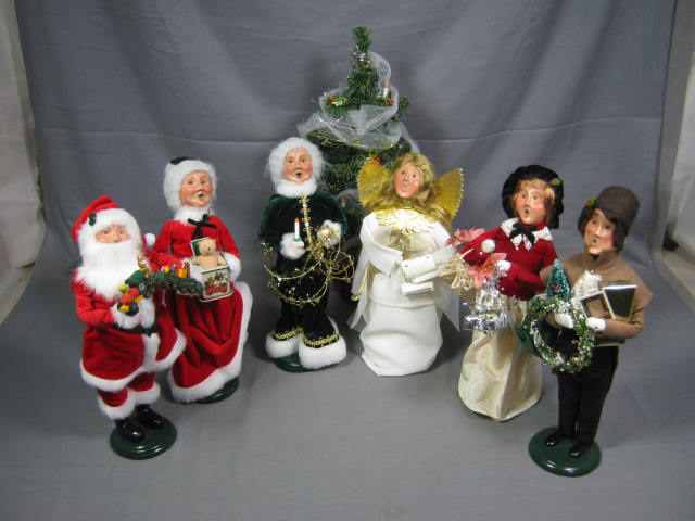 6 Byers Choice Xmas Carolers Santa Mrs Claus Shoppers +