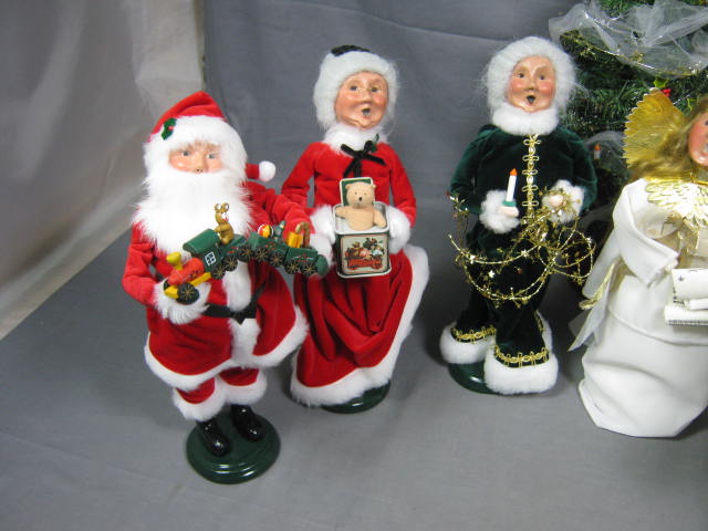 6 Byers Choice Xmas Carolers Santa Mrs Claus Shoppers + 1