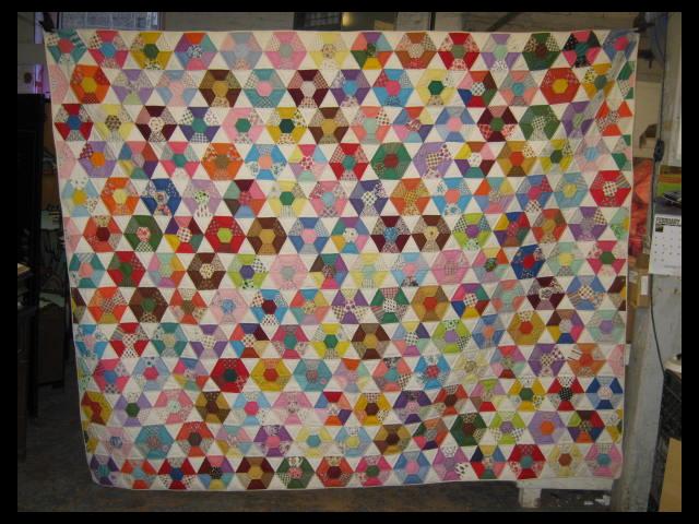 Vtg 1950s Hand Made Sewn Patchwork Quilt 82" x100" Ohio
