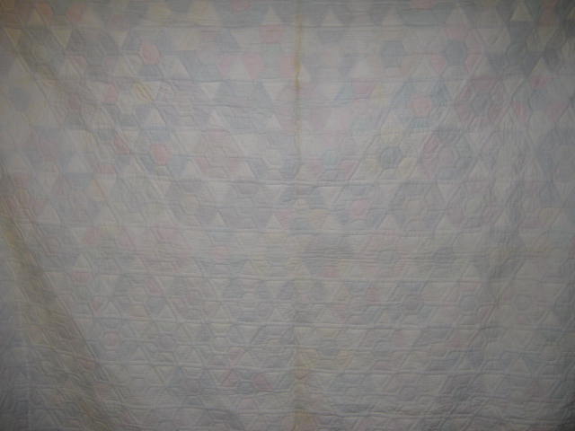 Vtg 1950s Hand Made Sewn Patchwork Quilt 82" x100" Ohio 4