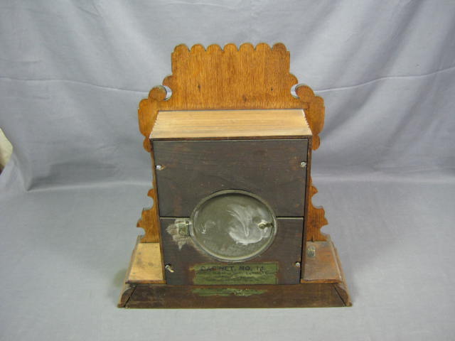 Antique Ingraham Wooden 8 Day Mantle Mantel Shelf Clock 5