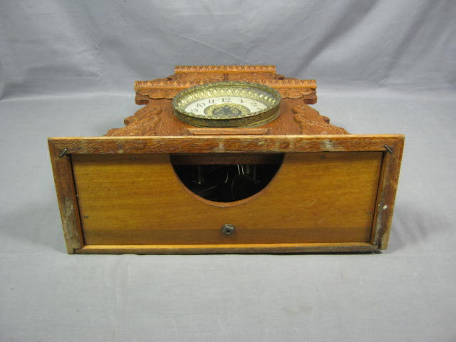 Antique Ingraham Wooden 8 Day Mantle Mantel Shelf Clock 8