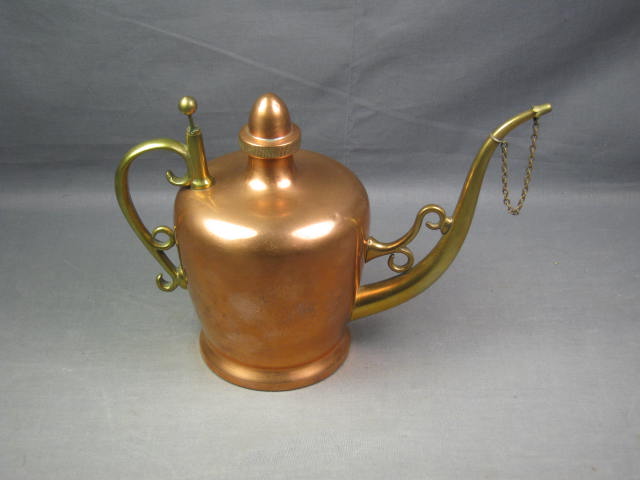 Vtg Antique S Sternau Copper + Brass Oil Lamp Filler NR 2