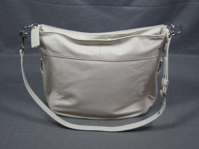 Coach F14707 Zoe Pearlized Ivory White Leather Pink Liner Shoulder