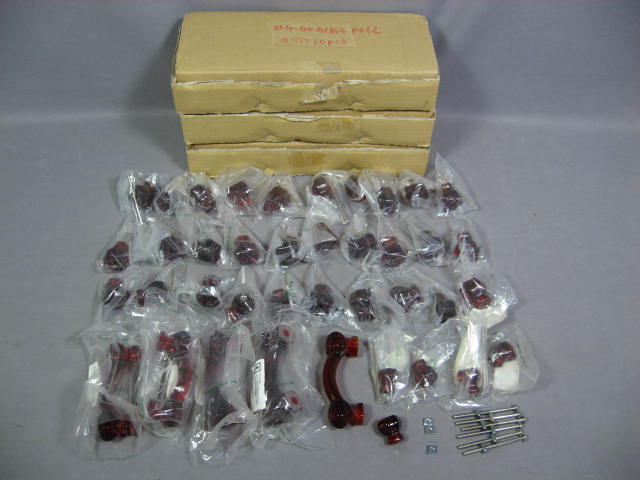 70 New Red Glass Kitchen Drawer Cabinet Pulls Knobs Lot