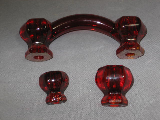 70 New Red Glass Kitchen Drawer Cabinet Pulls Knobs Lot 1