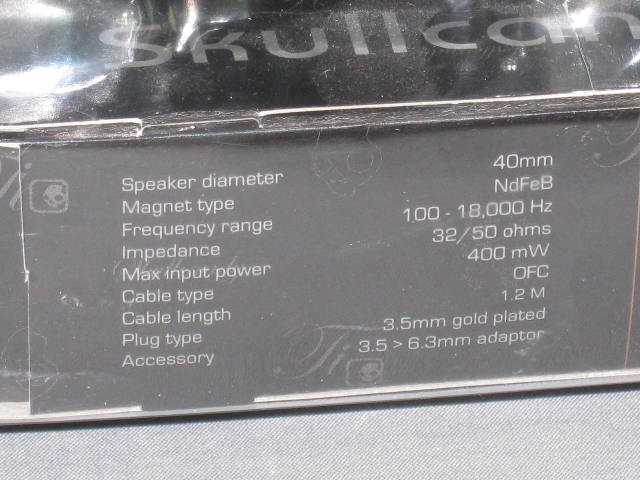 NEW Skullcandy Ti Titanium Stereo Headphones 40mm Black 3