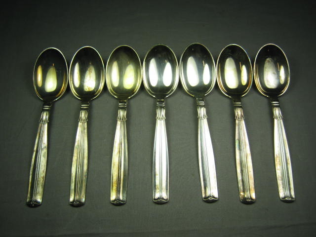 7 W & S Sorensen Danish .830 Pure Silver Spoon Set NR!