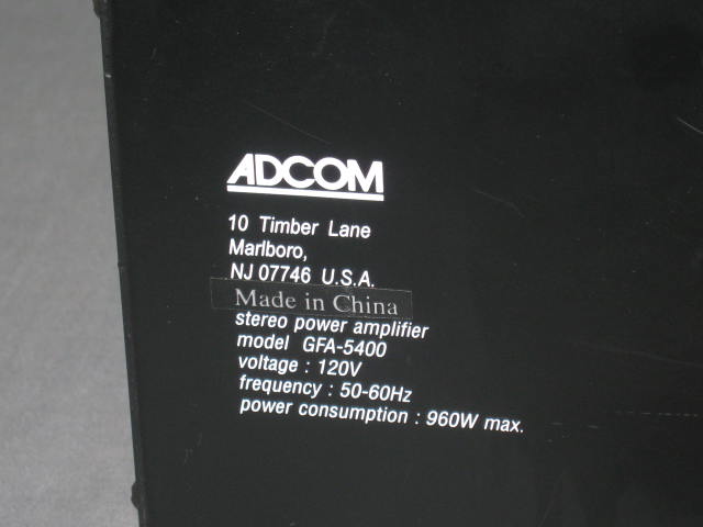 Adcom GFA-5400 High Current Power Amplifier Amp +Manual 5